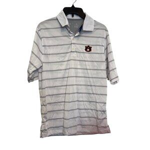 Antigua Auburn University Polo Shirt Mens S White Silver Stripes Short Sleeve